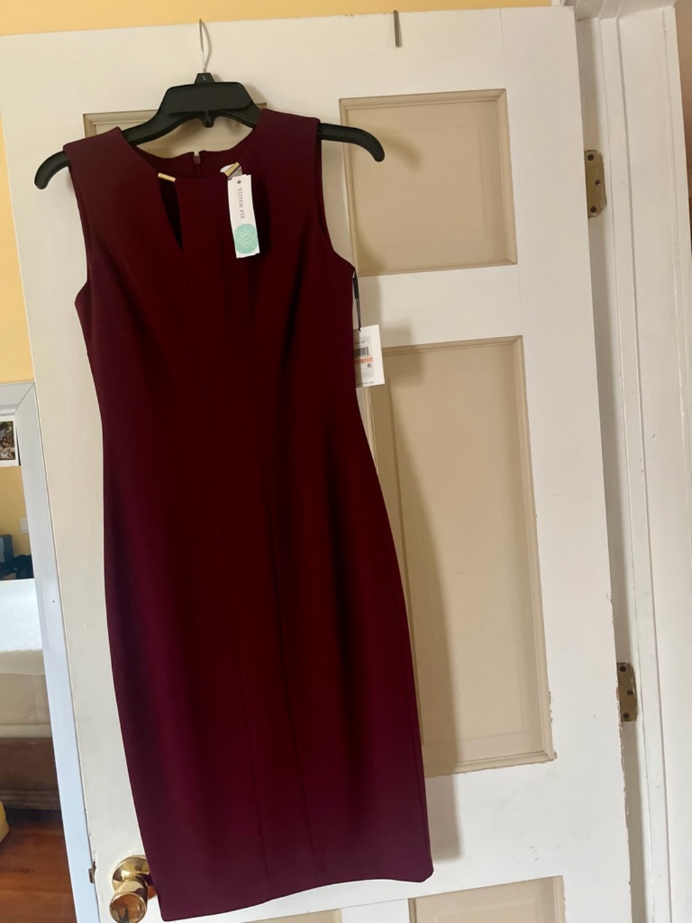 Calvin Klein Sleeveless Sheath Dress in Burgundy